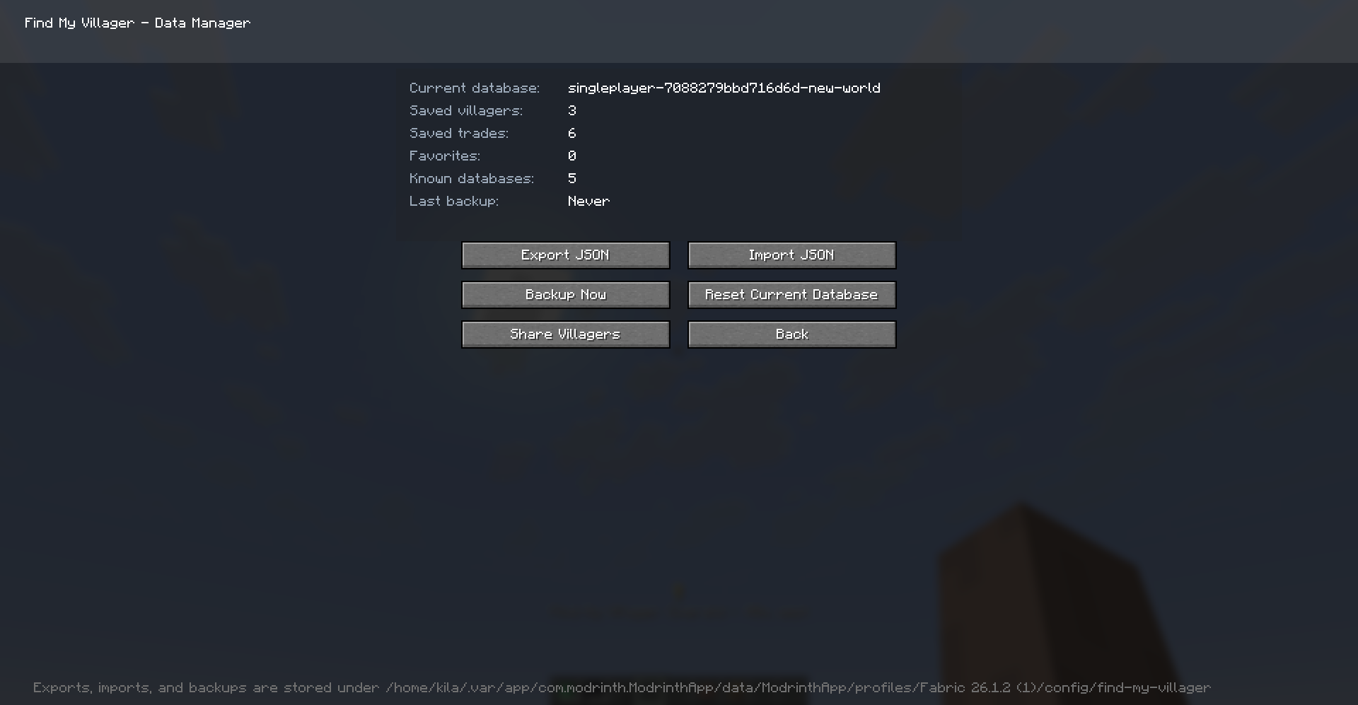 Find My Villager preview and import screen